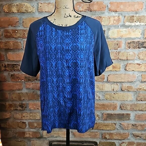 Vince Oversized Blue & navy silk tunic top size Small - Picture 1 of 13